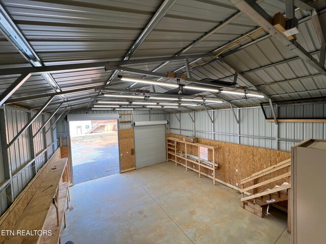 garage featuring metal wall