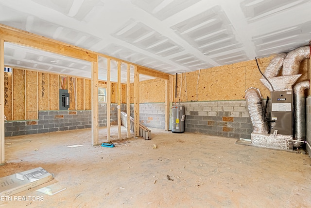 miscellaneous room featuring water heater and electric panel