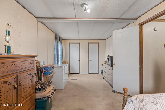 interior space with a textured ceiling