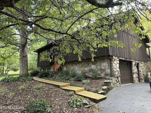 exterior space featuring a garage