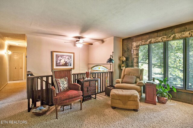 living area with carpet floors