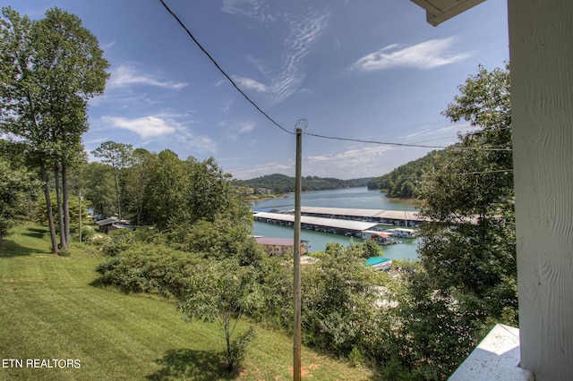 view of water feature featuring a boat dock