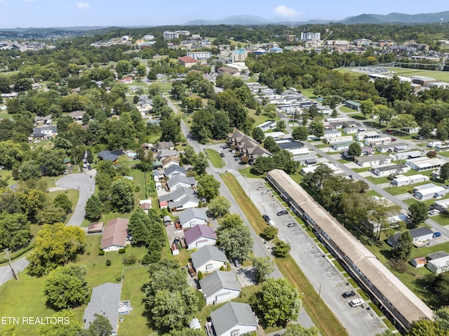 birds eye view of property featuring a mountain view