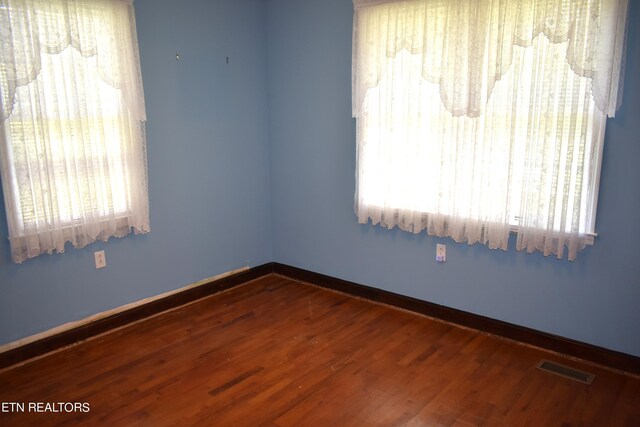 spare room featuring wood-type flooring