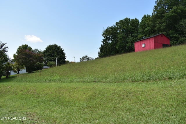 view of yard featuring an outbuilding