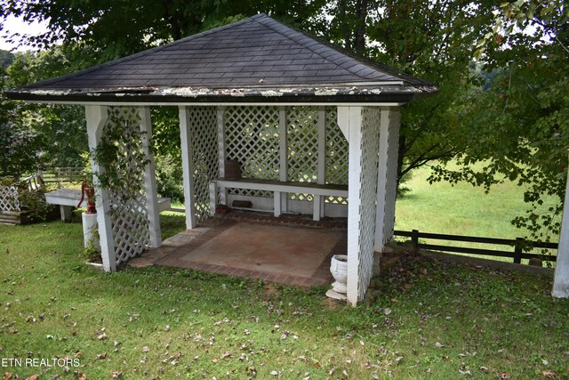 view of patio featuring a gazebo