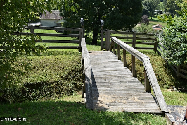 dock area with a lawn