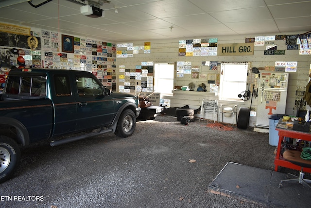 garage with a garage door opener