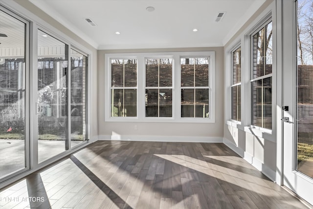 view of unfurnished sunroom