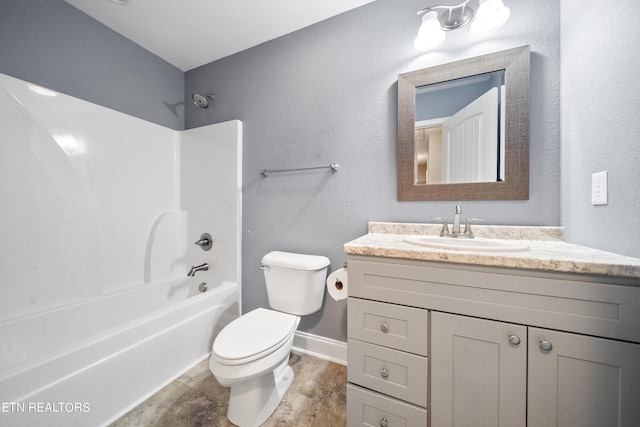 1505 Griffitts Blvd, Maryville, TN 37803 - bathroom with vanity, toilet, a textured wall, baseboards, and  shower combination