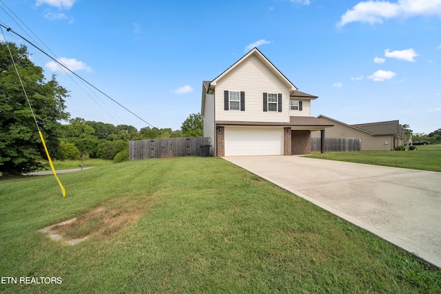 front of property with a garage and a front yard