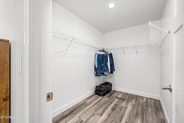 spacious closet with wood finished floors