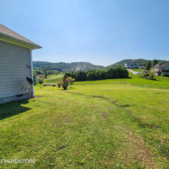 view of yard with a mountain view