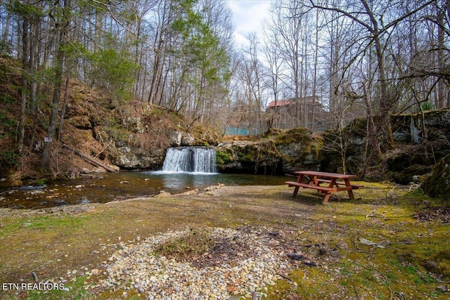 surrounding community featuring a water view