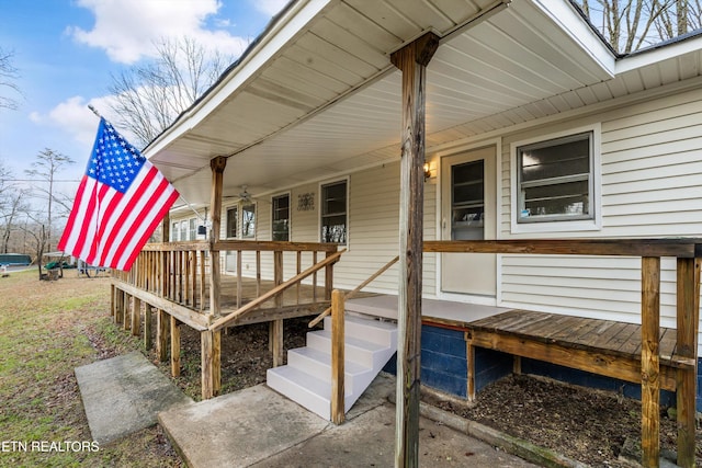 deck with a porch