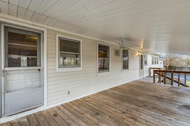 deck featuring a ceiling fan