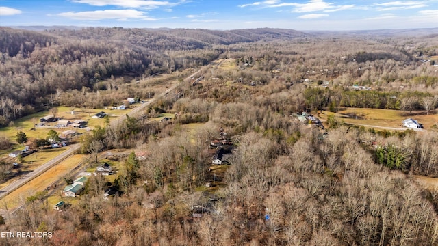 bird's eye view with a view of trees