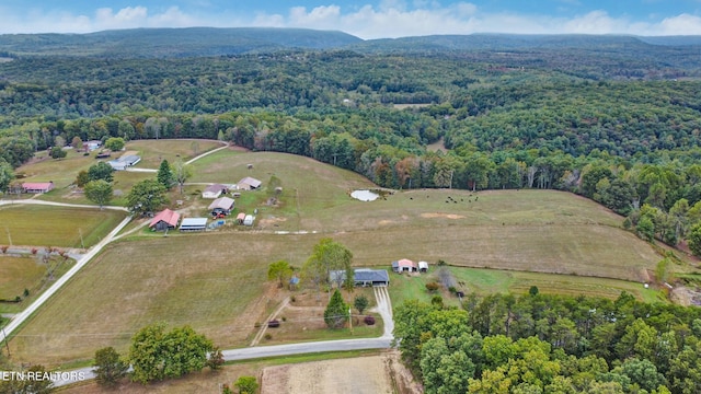 aerial view with a wooded view