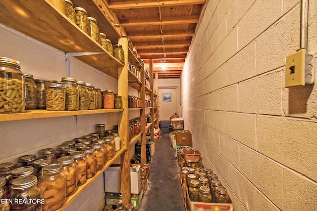 wine area with concrete floors