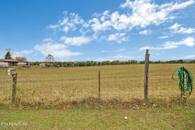 view of yard featuring fence and a rural view