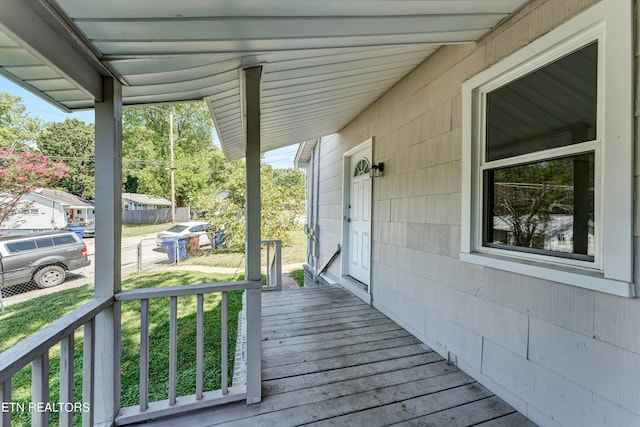 wooden terrace with covered porch