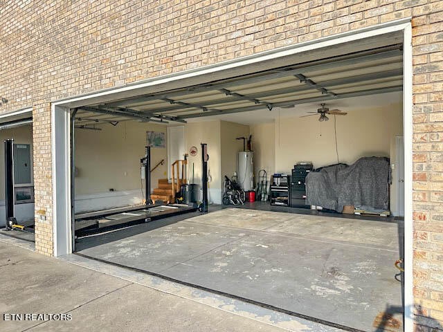 garage with water heater