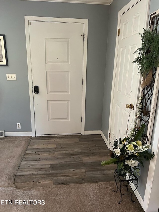 entrance foyer featuring dark hardwood / wood-style flooring