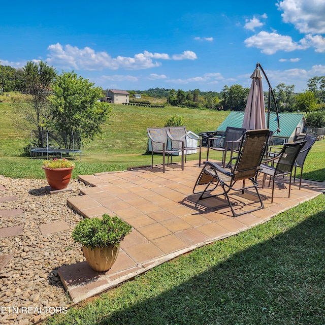 view of patio / terrace featuring a trampoline