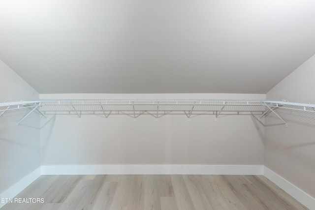 spacious closet featuring light hardwood / wood-style flooring