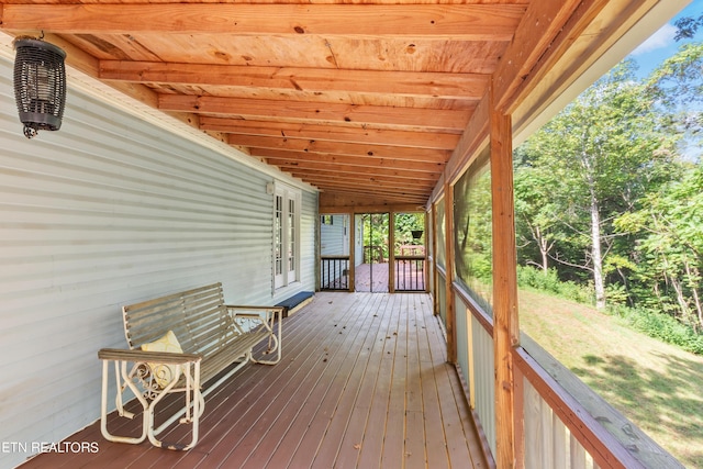 deck with a porch