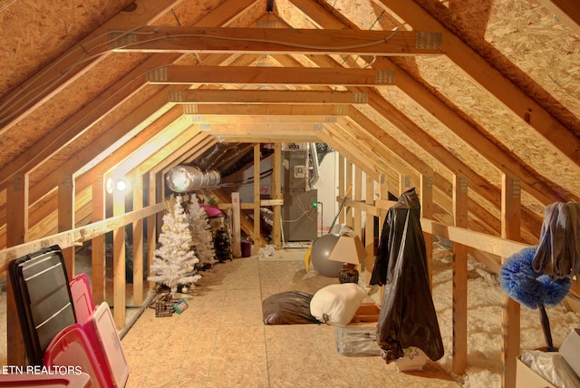 view of unfinished attic