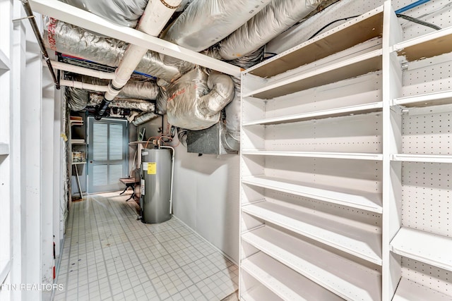 unfinished basement with water heater