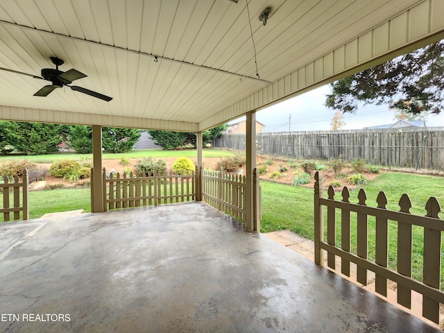 view of patio with ceiling fan