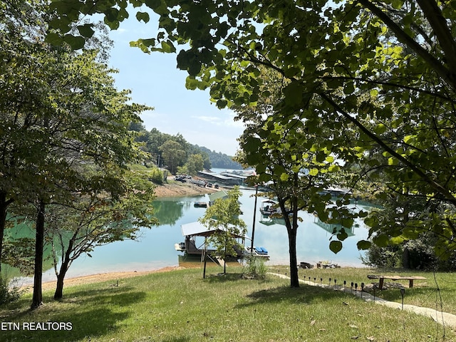 view of water feature featuring a dock