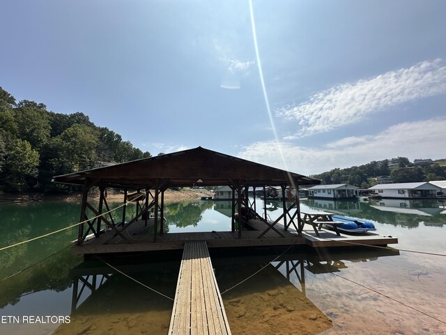 dock area featuring a water view