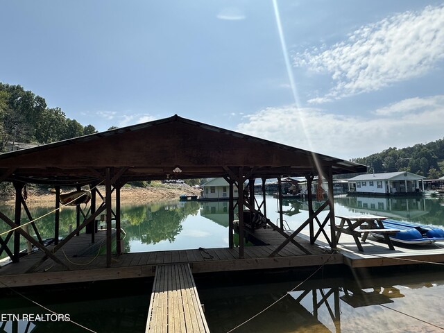 dock area featuring a water view