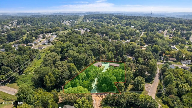 aerial view with a forest view