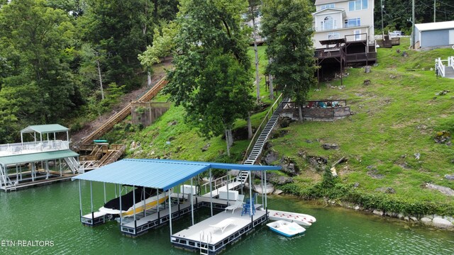 dock area featuring a water view