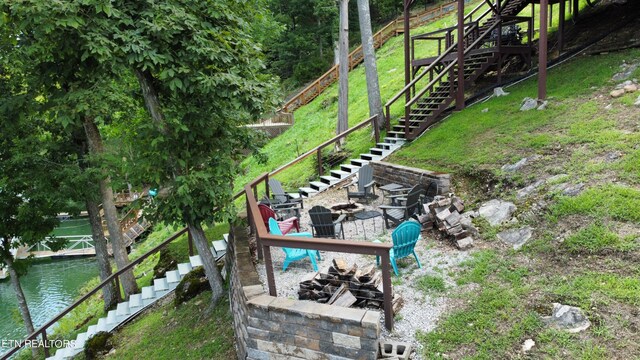 exterior space featuring a fire pit