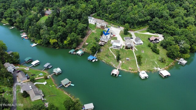 bird's eye view featuring a water view