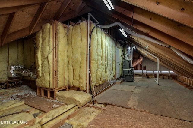 view of unfinished attic