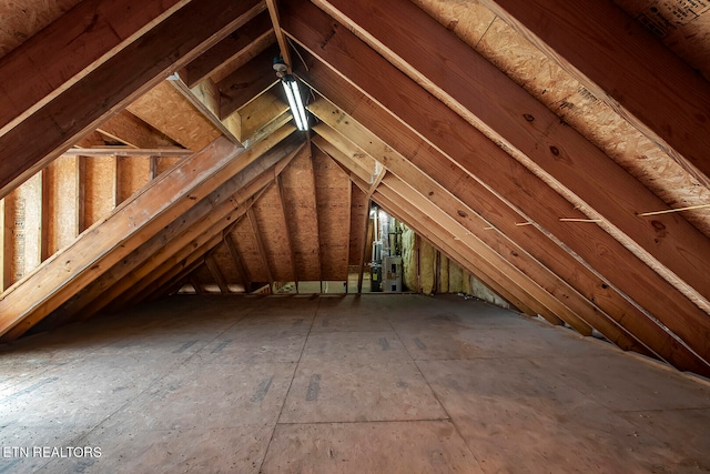 view of unfinished attic