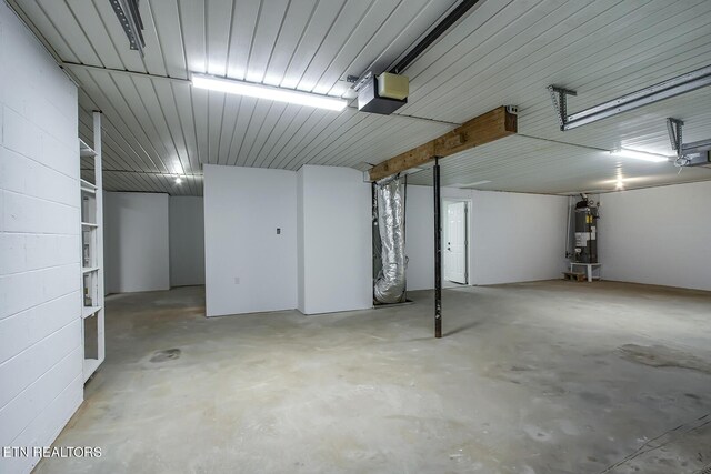 basement with gas water heater