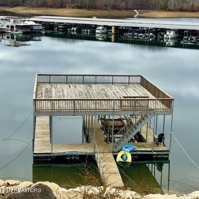 dock area featuring a water view