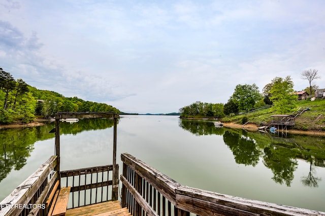 view of dock featuring a water view