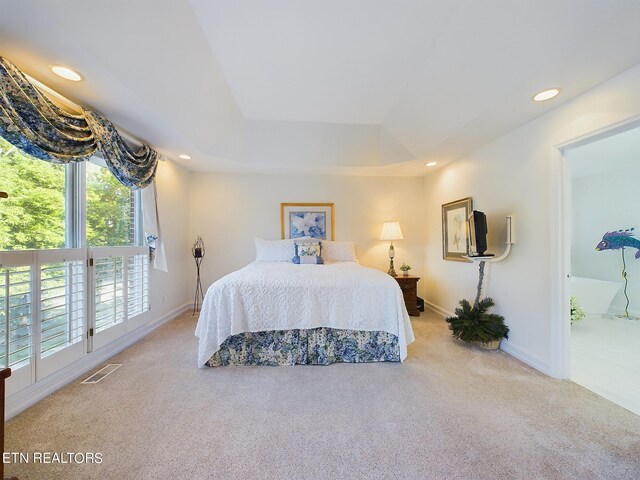 carpeted bedroom with multiple windows