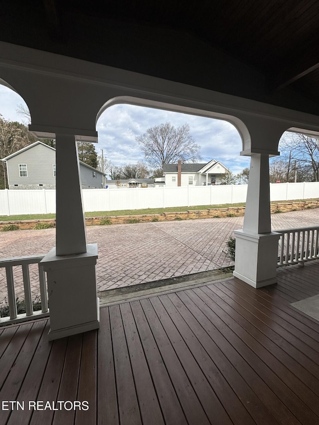 deck with a patio