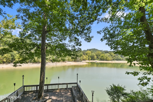 view of dock featuring a water view