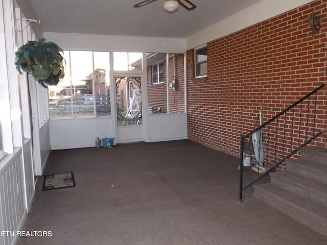 view of unfurnished sunroom