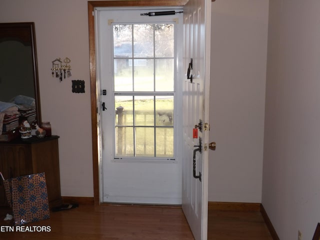 doorway featuring hardwood / wood-style floors